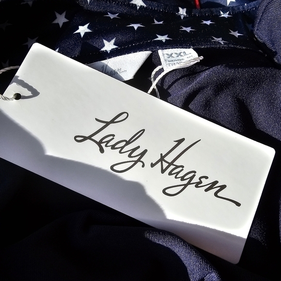 Lady Hagen Activewear Dress in Navy with White Star and Red Piping, Size XXL - Picture 7 of 9